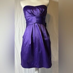 Purple Strapless Formal Dress TEASE ME 9 Satin Sheen Sweetheart Neckline
